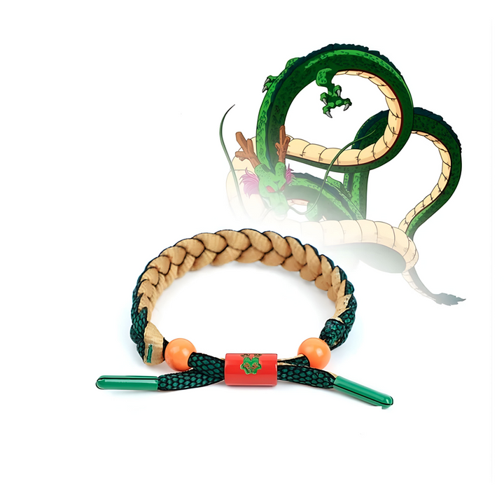 Bracelet Dragon Ball Shenron Tressé Vert Boules