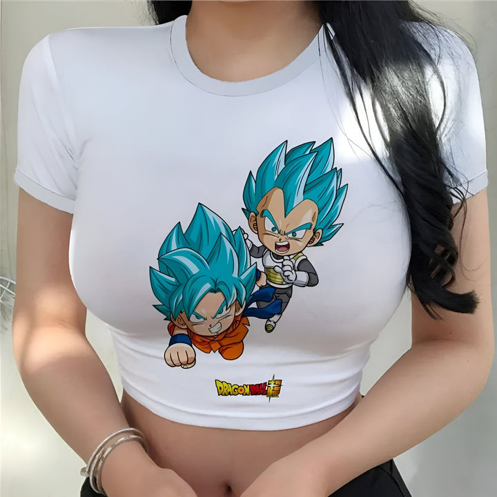 Crop Top Dragon Ball Z Son Goku et Vegeta SSJ Blue