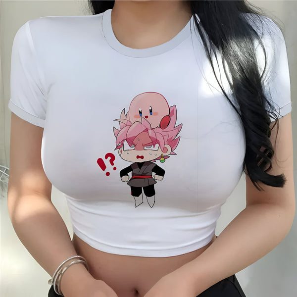 Crop Top Goku Rosé Kirby Thème Dragon Ball Distinctif