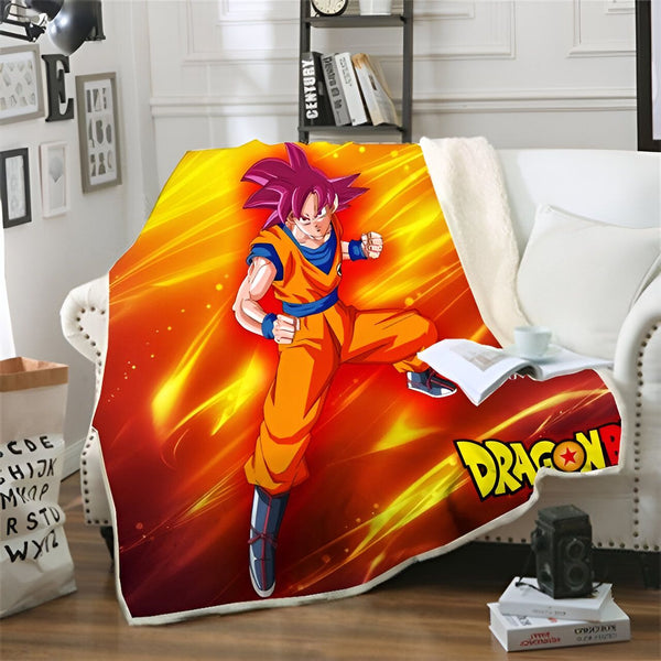Plaid Dragon Ball Super Son Goku SSJ God Thème Héroïque