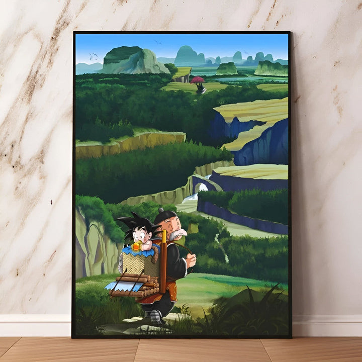 Poster Dragon Ball Z Goku Enfant et Grand - Père Gohan