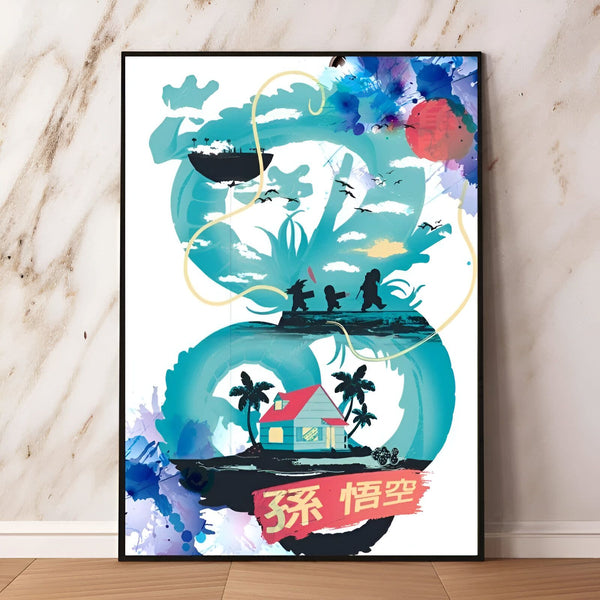 Poster Kame House Dragon Ball Z Style Aquarelle