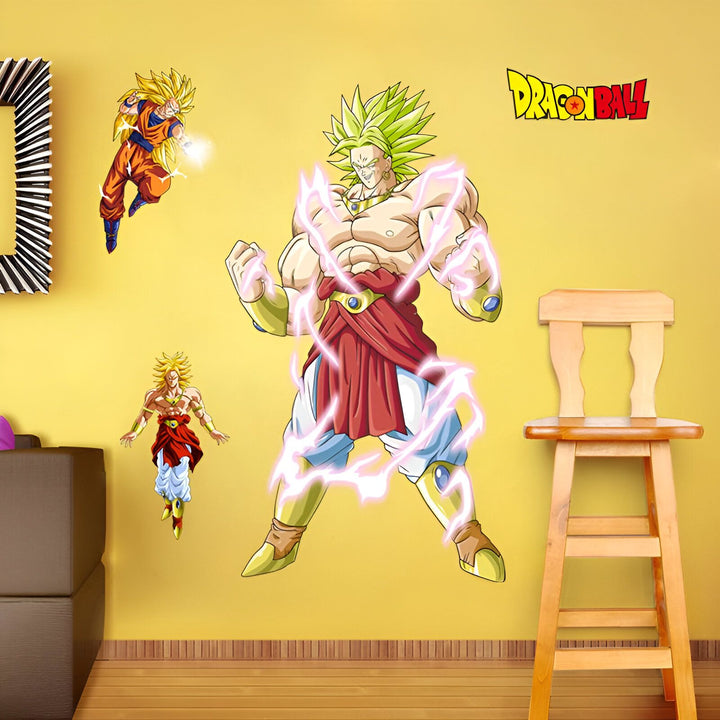 Sticker Mural Dragon Ball Broly Goku Combat Puissance