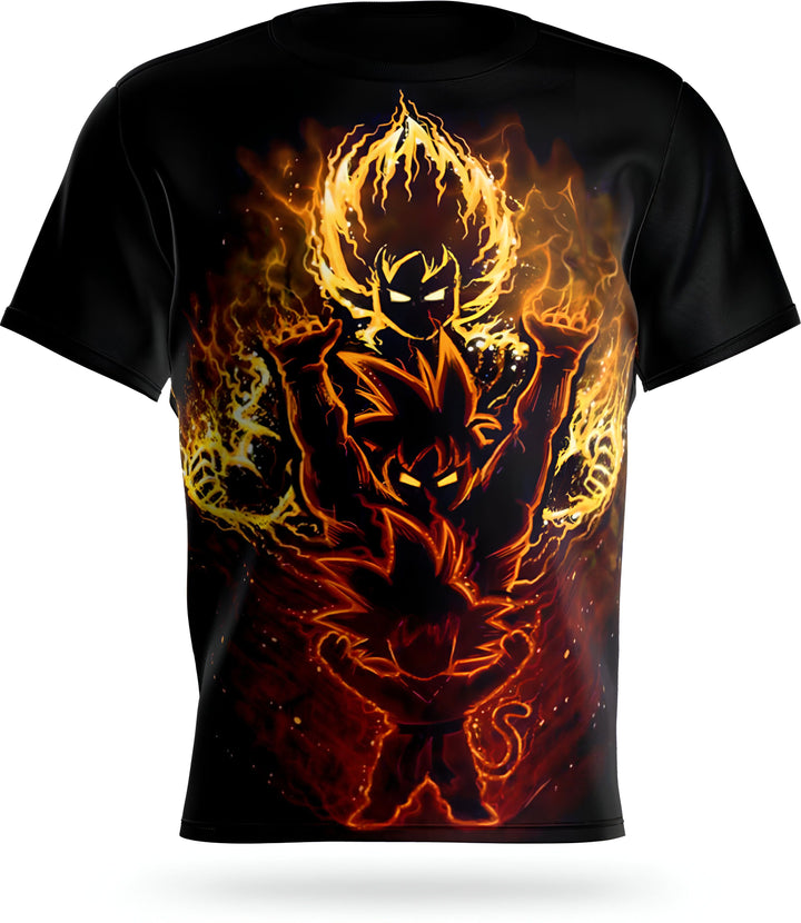T - Shirt Dragon Ball Goku Évolution Flammes Saiyan