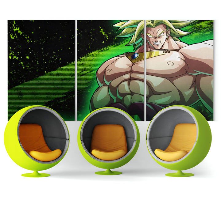 Tableau Dragon Ball Z Broly Triptyque Puissance Brute