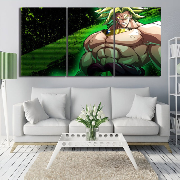 Tableau Dragon Ball Z Broly Triptyque Puissance Brute