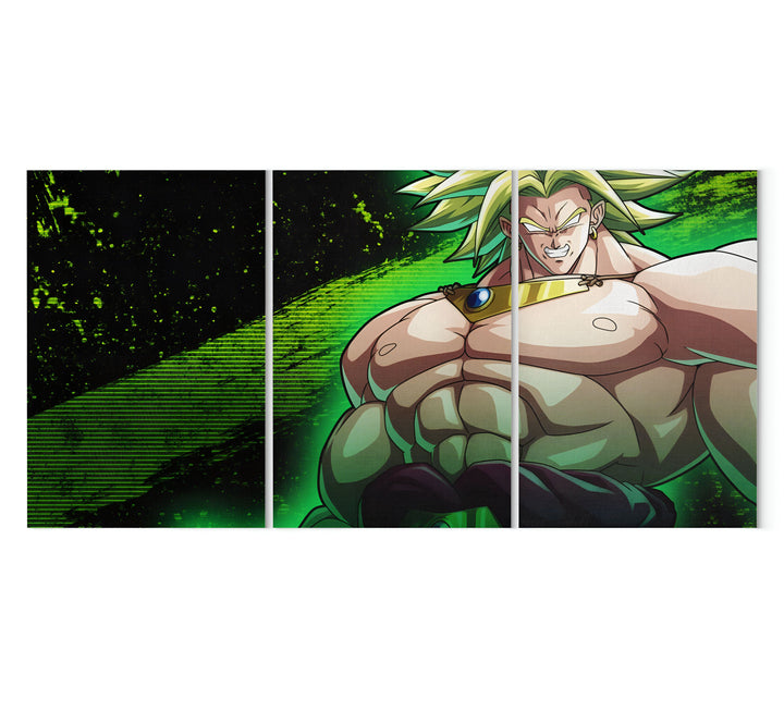 Tableau Dragon Ball Z Broly Triptyque Puissance Brute