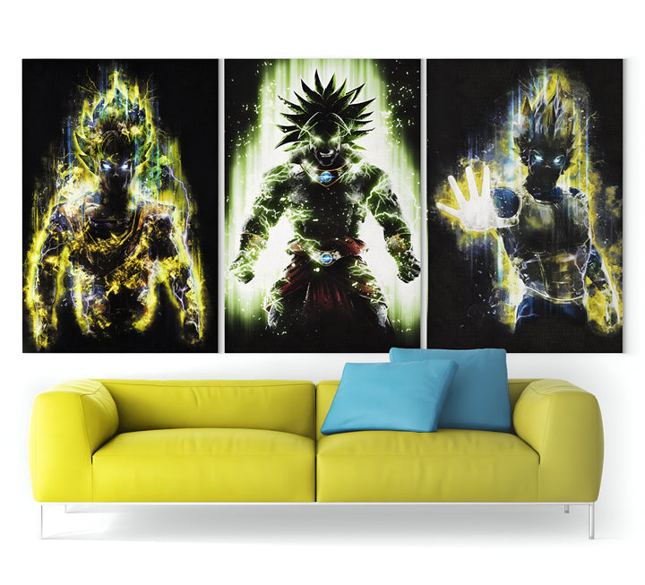 Tableau Dragon Ball Z Trio Super Saiyan Triptyque