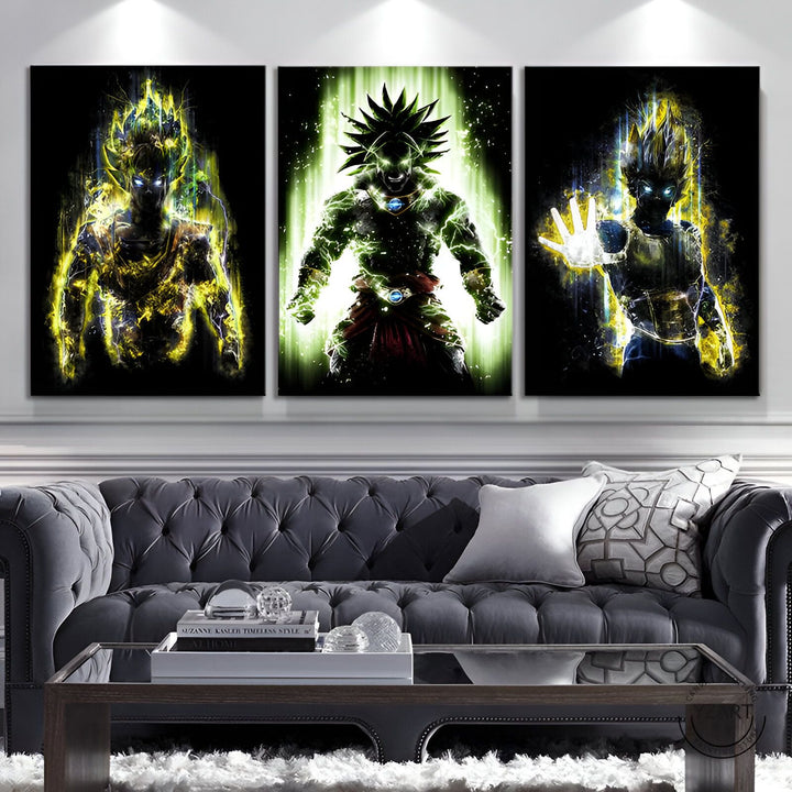 Tableau Dragon Ball Z Trio Super Saiyan Triptyque
