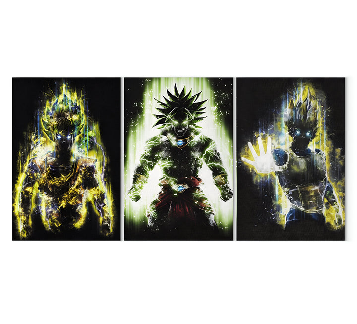 Tableau Dragon Ball Z Trio Super Saiyan Triptyque